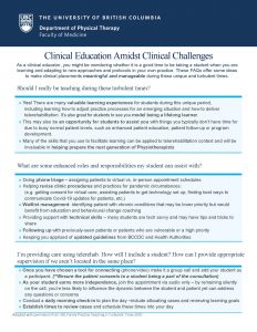 Clinical Education Amidst Clinical Challenges